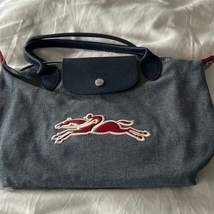Authentic Longchamp red horse bag